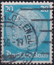 1934, Deutsches Reich, 0521, Výplatní známka: Paul von Hindenburg v medailonu (III) - Paul von Hindenburg (1847-1934), 2. říšský prezident ⊙