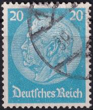 1934, Deutsches Reich, 0521, Výplatní známka: Paul von Hindenburg v medailonu (III) - Paul von Hindenburg (1847-1934), 2. říšský prezident ⊙