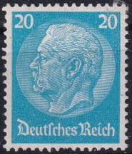 1934, Deutsches Reich, 0521X, Výplatní známka: Paul von Hindenburg v medailonu (II) ✶