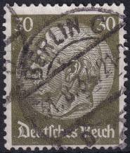 1934, Deutsches Reich, 0523, Výplatní známka: Paul von Hindenburg v medailonu (III) - Paul von Hindenburg (1847-1934), 2. říšský prezident ⊙