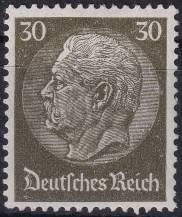 1934, Deutsches Reich, 0523X, Výplatní známka: Paul von Hindenburg v medailonu (II) ✶