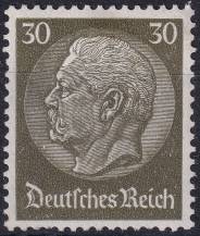 1934, Deutsches Reich, 0523X, Výplatní známka: Paul von Hindenburg v medailonu (II) ✶✶