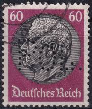 1934, Deutsches Reich, 0526p, Výplatní známka: Paul von Hindenburg v medailonu (III) - Paul von Hindenburg (1847-1934), 2. říšský prezident ⊙