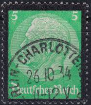 1934, Deutsches Reich, 0549, Úmrtí Paula von Hindenburga   ⊙