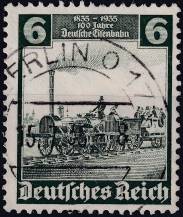 1935, Deutsches Reich, 0580, 100 let německé železnice: "Orel" 1. lokomotiva železnice Norimberk-Fürth ⊙