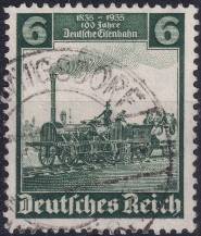 1935, Deutsches Reich, 0580, 100 let německé železnice: "Orel" 1. lokomotiva železnice Norimberk-Fürth ⊙