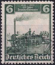 1935, Deutsches Reich, 0580, 100 let německé železnice: "Orel" 1. lokomotiva železnice Norimberk-Fürth ⊙