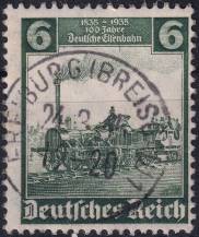 1935, Deutsches Reich, 0580, 100 let německé železnice: "Orel" 1. lokomotiva železnice Norimberk-Fürth ⊙