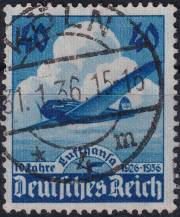 1936, Deutsches Reich, 0603, 10 let Lufthansy ⊙