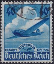 1936, Deutsches Reich, 0603, 10 let Lufthansy ⊙