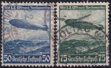 1936, Deutsches Reich, 0606/0607X, Letecké poštovní známky: cesty vzducholodí Hindenburg L. Z. ⊙