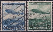 1936, Deutsches Reich, 0606/0607X, Letecké poštovní známky: cesty vzducholodí Hindenburg L. Z. ⊙