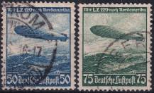 1936, Deutsches Reich, 0606/0607Y, Letecké poštovní známky: cesty vzducholodí Hindenburg L. Z. ⊙