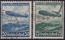 1936, Deutsches Reich, 0606/0607Y, Letecké poštovní známky: cesty vzducholodí Hindenburg L. Z. ⊙