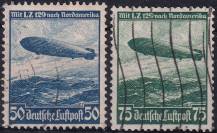 1936, Deutsches Reich, 0606/0607Y, Letecké poštovní známky: cesty vzducholodí Hindenburg L. Z. ⊙
