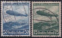 1936, Deutsches Reich, 0606/0607Y, Letecké poštovní známky: cesty vzducholodí Hindenburg L. Z. ⊙