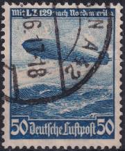 1936, Deutsches Reich, 0606Y, Letecká poštovní známka: cesty vzducholodí Hindenburg L. Z. ⊙