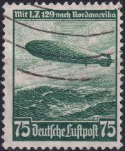 1936, Deutsches Reich, 0607Y, Letecká poštovní známka: cesty vzducholodí Hindenburg L. Z. ⊙