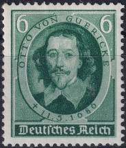 1936, Deutsches Reich, 0608, 250. výročí úmrtí Otto von Guericka ✶✶