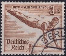 1936, Deutsches Reich, 0609, Letní olympijské hry, Berlín: gymnastika na hrazdě ⊙