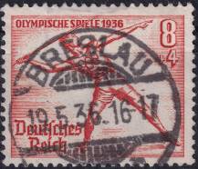 1936, Deutsches Reich, 0612, Letní olympijské hry, Berlín: hod oštěpem ⊙