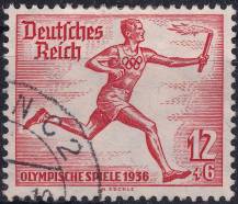 1936, Deutsches Reich, 0613, Letní olympijské hry, Berlín: běh s ohněm ⊙