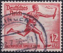 1936, Deutsches Reich, 0613, Letní olympijské hry, Berlín: běh s ohněm ⊙