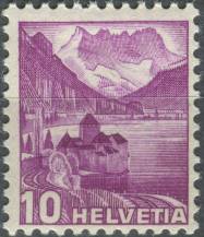 1936, Švýcarsko, 0299II, Výplatní známka: Regiony - Zámek Chillon na Ženevském jezeře ∗∗