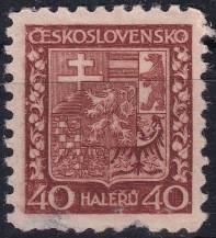 1937, ČSR I, 0253I, Výplatní známka: Státní znak ✶