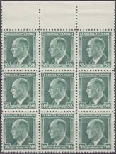 1937, ČSR I, 0314I, Výplatní známka: Portréty - E. Beneš ∗∗ 9blok, o