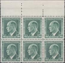 1937, ČSR I, 0314I, Výplatní známka: Portréty - E. Beneš ∗∗ 6blok, o