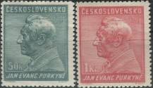 1937, ČSR I, 0322/0323, 150. výročí narození J. E. Purkyně ∗