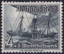 1937, Deutsches Reich, 0652, Zimní pomoc: lodě - požární loď "Elbe 1" ✶