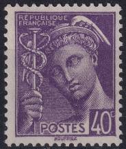 1939, Francie, 0382, Výplatní známka: Merkur ✶✶