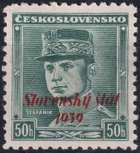 1939, Slovenský stát, 009II, Výplatní známka: Generál Milan Rastislav Štefánik (1880-1919) ✶✶