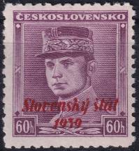1939, Slovenský stát, 010, Výplatní známka: Generál Milan Rastislav Štefánik (1880-1919) ✶