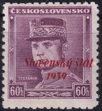 1939, Slovenský stát, 010VV, Výplatní známka: Generál Milan Rastislav Štefánik (1880-1919) ✶✶