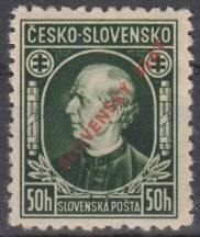 1939, Slovenský štát, 023B, Andrej Hlinka (kresba a s přítiskem SLOVENSKÝ ŠTÁT) ✶✶