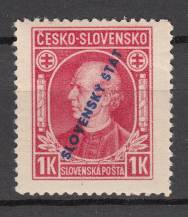 1939, Slovenský štát, 024AVV, Andrej Hlinka (kresba a s přítiskem SLOVENSKÝ ŠTÁT) ✶✶