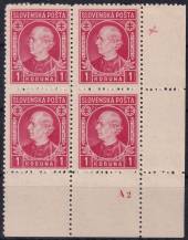 1939, Slovenský stát, 030XxA, Výplatní známka: Andrej Hlinka ✶✶ DČ ⊞ P D