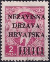 1941, Chorvatský stát, 004, Jugoslávské známky s přetiskem ⊙