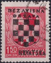 1941, Chorvatský stát, 012, Jugoslávské známky s přetiskem ⊙