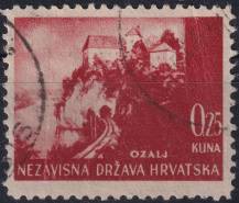 1941, Chorvatský stát, 047, Výplatní známka: Krajinky - Hrad Ozalj u Karlovace ⊙
