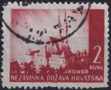 1941, Chorvatský stát, 052, Výplatní známka: Krajinky - Katedrála v Záhřebu ⊙