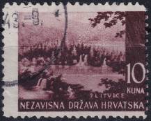 1941, Chorvatský stát, 060VV, Výplatní známka: Krajinky - Plitvická jezera ⊙