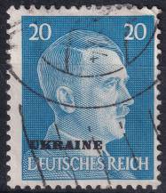 1941, Obsazená území Německem 1939-45 (Ukrajina), 11, Výplatní známka: Adolf Hitler ⊙