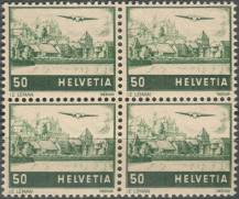 1941, Švýcarsko, 0389, Letecká známka: Letadlo nad krajinou - Genfer See ∗∗ ⊞