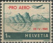 1941, Švýcarsko, 0395, Letecká známka: Příležitostný let "Pro Aero 1941" ∗∗