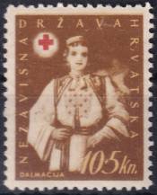 1942, Chorvatský stát, 0089, Týden Červeného kříže: selka z Dalmácie ✶✶