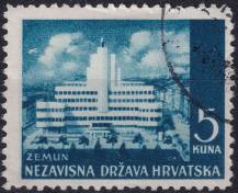 1942, Chorvatský stát, 056, Výplatní známka: Krajinky - Nová Zemun ⊙